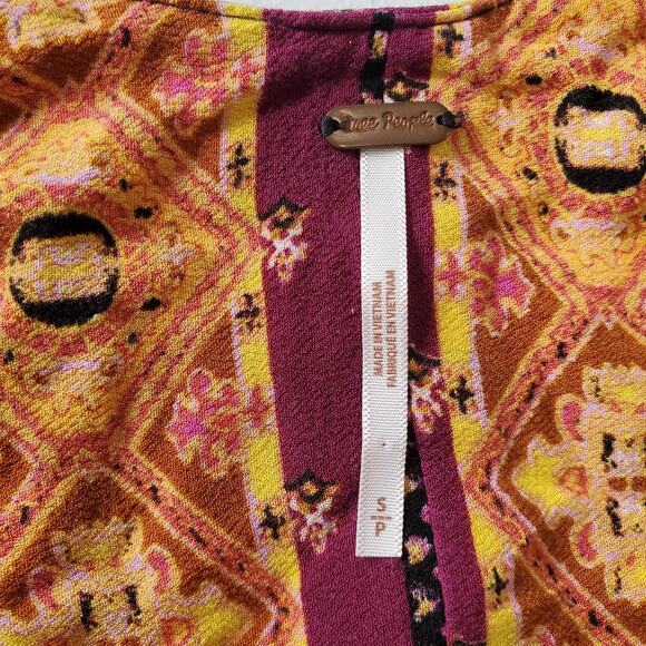 Free People Blouse Womens Small Boho Paisley Floral Crop Whimsy - Picture 3 of 9